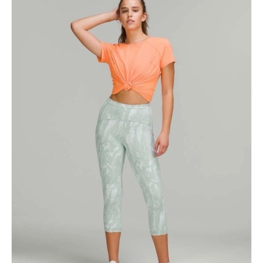 Lululemon Swift Speed High-Rise Crop 21 Leggings 2 Silver Blue Jacquard W6CB6S